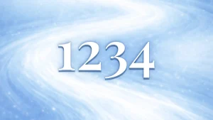 水色の川を背景としたエンジェルナンバー2134の待ち受け画像