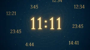 時計表示と数字を組み合わせた時間とエンジェルナンバーの関係性を示すアイキャッチ