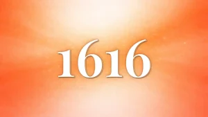橙色背景と白文字のエンジェルナンバー1616の綺麗な待ち受け壁紙